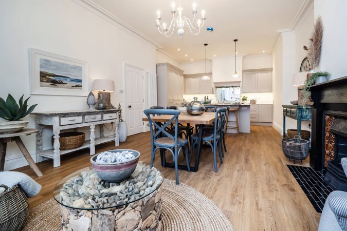 Highcroft renovation in Cromer, North Norfolk opening plan kitchen, dining and sitting room