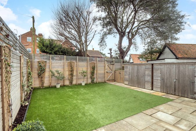 Lawned garden at Victorian villa in Sheringham