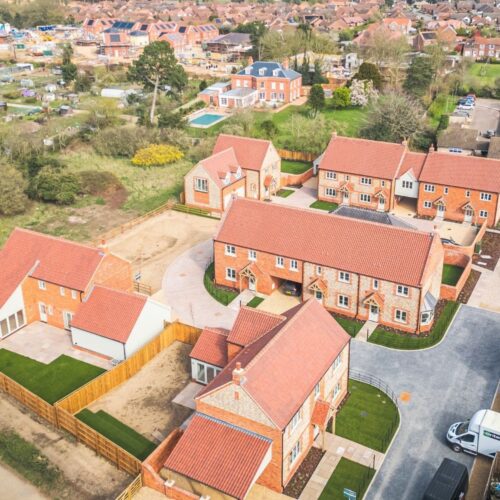 Auden Place ten properties in Holt birds eye view